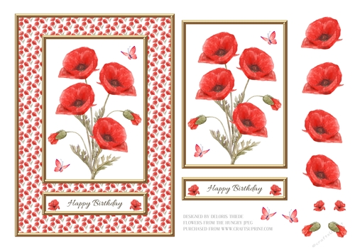 Lovely Watercolor Poppies Birthday Topper