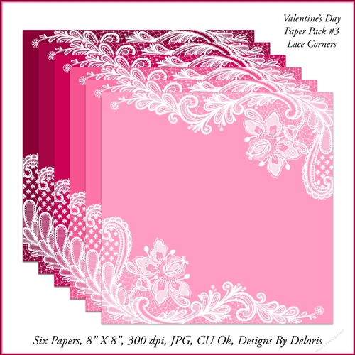 Lovely Lace Paper Pack 3 (Valentines Day)