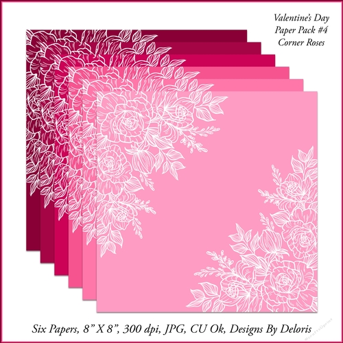 Lovely Rose Floral Print Paper Pack 4 (Valentines Day)