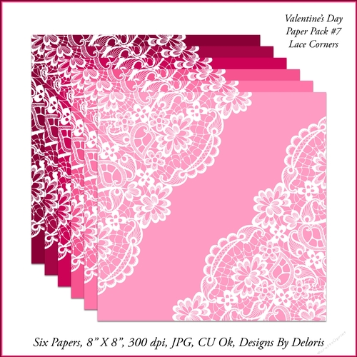 Lovely Lace Papers Pack 7 (Valentines Day)
