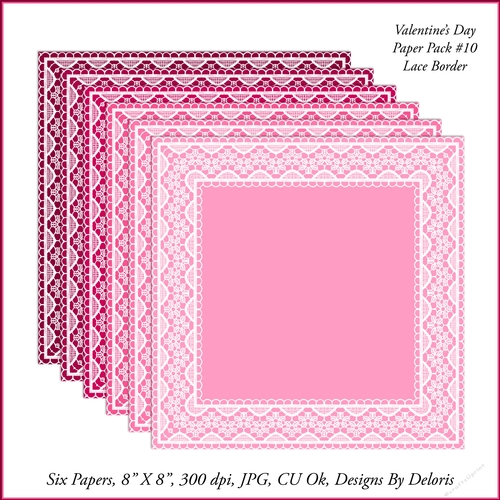 Lovely Lace Paper Pack 10 (Valentines Day)
