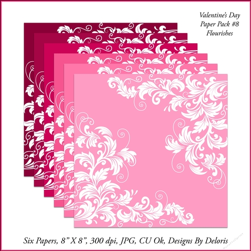 Lovely Flourishes Paper Pack 8 (Valentines Day)