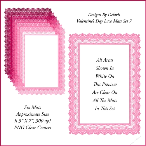 5 X 7 Lace Mats Set 7 (Valentines Day)