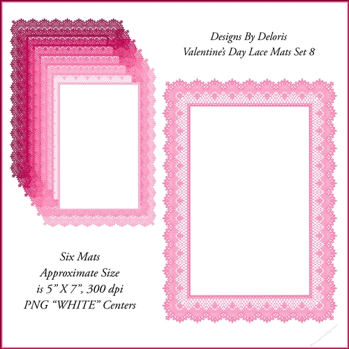 5 X 7 Lace Mats Set 8 (Valentines Day)
