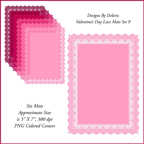 5 X 7 Lace Mats Set 9 (Valentines Day)