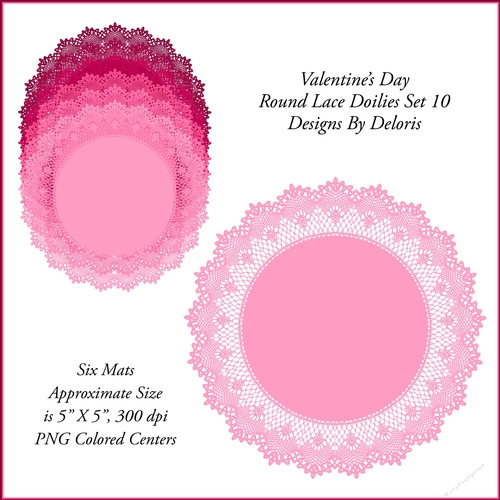 5 X 5 Round Lace Doilies Set 10 (Valentines Day)