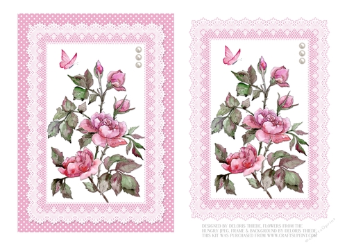 Lovely Watercolor Roses On Lace