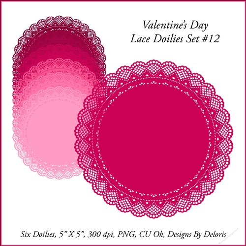 Lace Doilies Set 12 (Valetines Day)