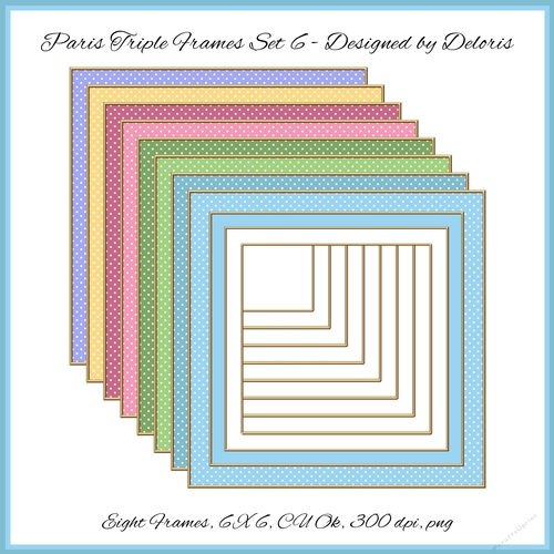 Triple Polka Dot Frames Set 6 (Paris Colors)