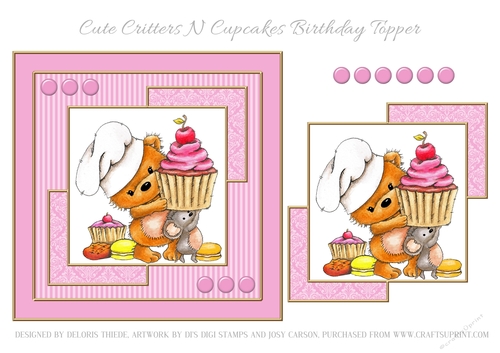 Cute Critters N Cupcakes Birthday Topper
