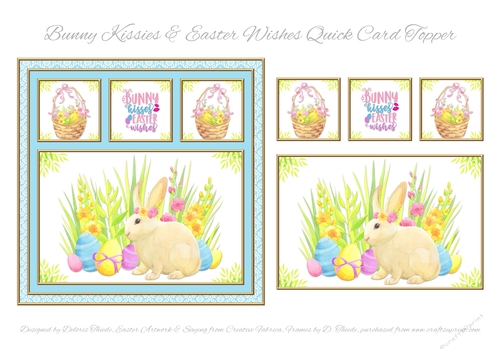 Bunny Kisses Easter Card Topper (Blue)