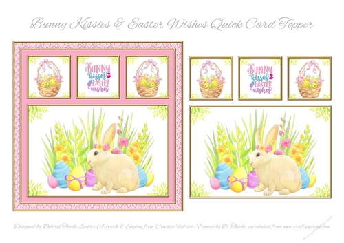 Bunny Kisses Easter Card Topper (Pink)