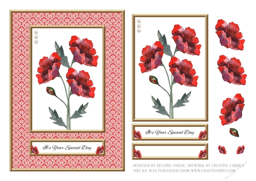 Red Poppies Birthday Topper