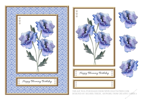 Happy Blooming Birthday - Blue Poppies
