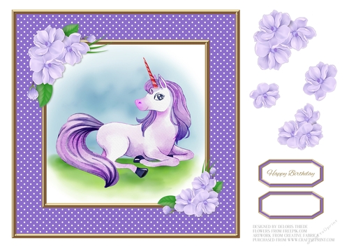 Cute Little Unicorn Birthday Topper (Card Two)