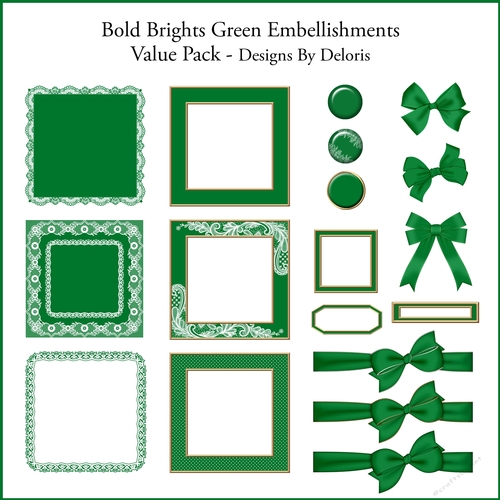 Bold Brights Embellishment Value Pack (Green)