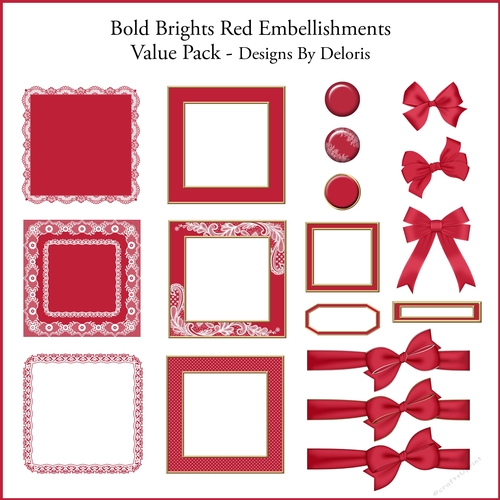 Bold Brights Embellishment Value Pack (Red)