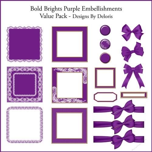 Bold Brights Embellishment Value Pack (Purple)