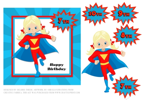 Superhero Birthday Girl Topper (Light Hair)