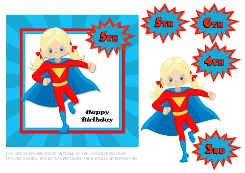 Superhero Birthday Girl Topper (Light Hair)