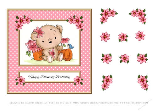 Cute Teddy Bear Birthday Topper