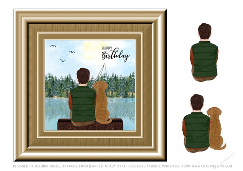Fishing Scene Birthday Topper - Card One