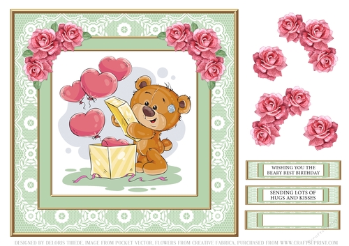 Cute Teddy Bear Birthday Topper