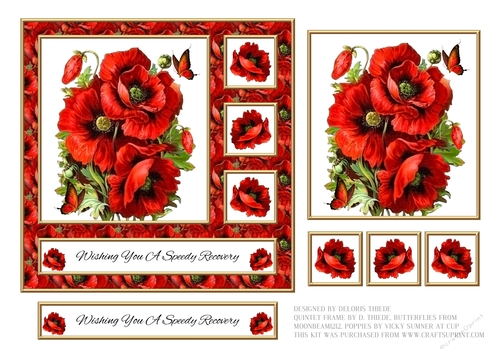 Wishing You A Speedy Recovery Poppies Topper - Card One