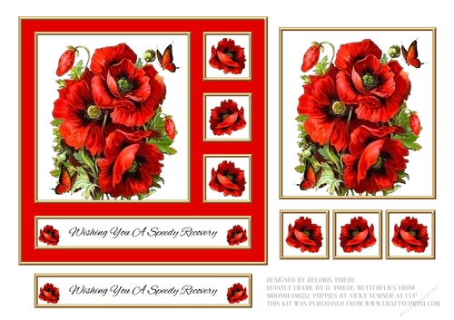 Wishing You A Speedy Recovery Poppies Topper - Card Two