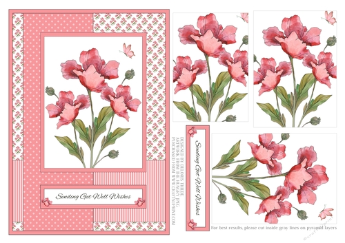 Lovely Poppies - Sending Get Well Wishes - Card Two