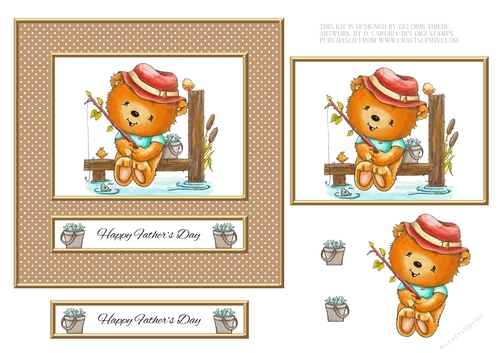 Cute Teddy Fathers Day Topper - Card One