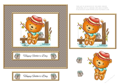 Cute Teddy Fathers Day Topper - Card Two