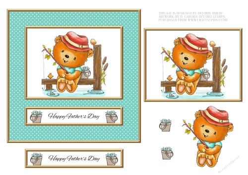 Cute Teddy Fathers Day Topper - Card Three