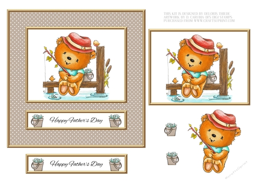 Cute Teddy Fathers Day Topper - Card Four