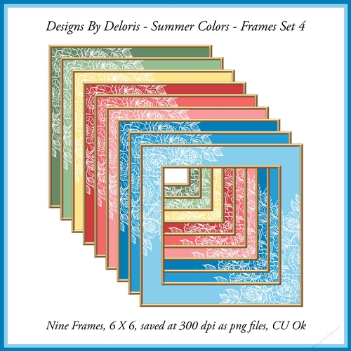 Lovely White Roses Frames Set 4 (Summer Colors)