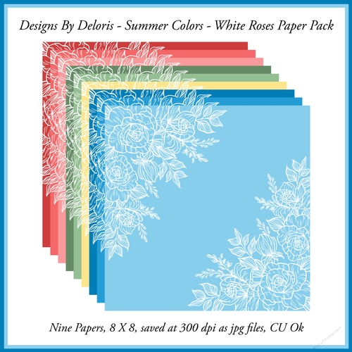 Lovely White Roses Paper Pack (Summer Colors)