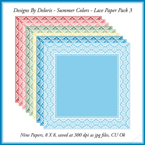 Lovely Lace Paper Pack 3 (Summer Colors)