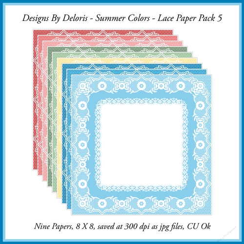 Lovely Lace Paper Pack 5 (Summer Colors)