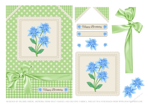 Lovely Blue Dahlias Birthday Topper