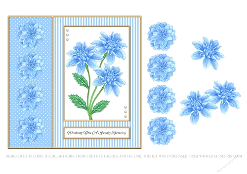 Lovely Blue Dahlias Get Well Topper