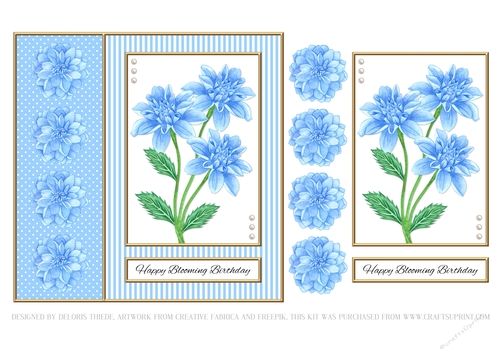 Happy Blooming Birthday (Blue Dahlias)