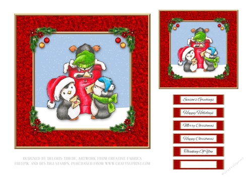 Cute Penguins Holiday Quick Card Topper