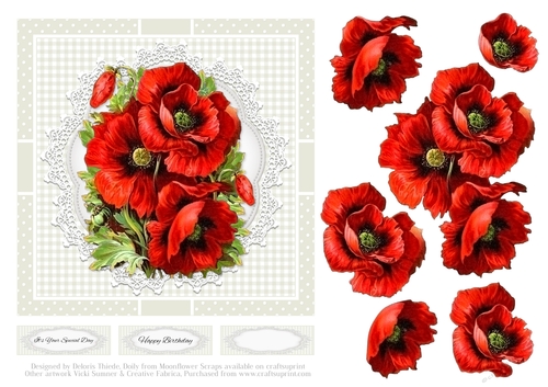 Lovely Red Poppies Birthday Topper