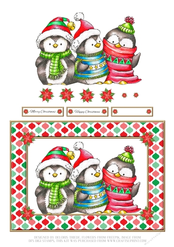 Cute Penguin Trio (Card Three)