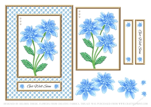 Lovely Blue Dahlias Get Well Topper