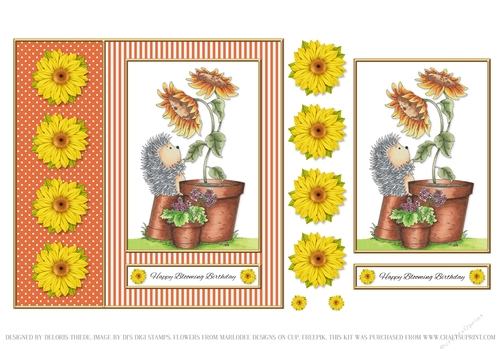 Cute Hedgehog Topper - Happy Blooming Birthday 