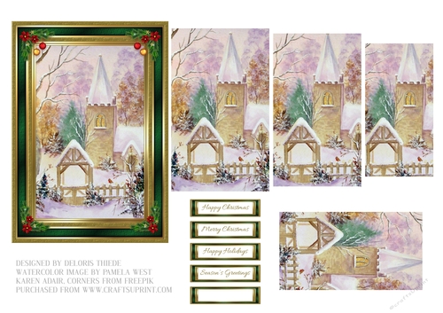Lovely Church In The Snow Pyramid Topper - Green