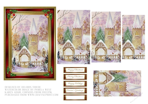 Lovely Church In The Snow Pyramid Topper - Red