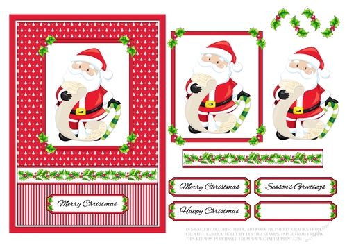 Cute Santa Holiday Toppers (Card One)