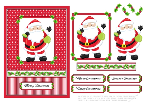 Cute Santa Holiday Toppers (Card Two)